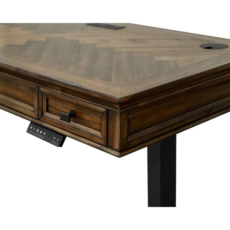 Traditional Wood Electronic Sit/Stand Desk, Standing Desk, Adjustable Desk, Brown