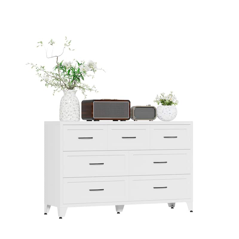 Bedroom Dresser Metal Storage Cabinet with Drawers, Space-Saving Chest of Drawers for Bedroom Living Room Entryway