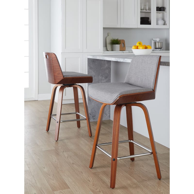 Carson Carrington Clemens 26" Fixed-Height Counter Stool with Bent Wood Legs & Square Footrest (Set of 2)
