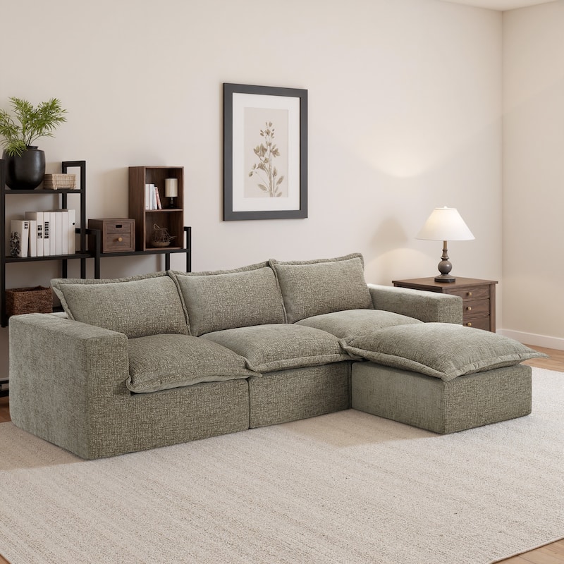 Comfy Cloud Chenille Upholstered Sectional Sofa with Pillow-Top Cushion