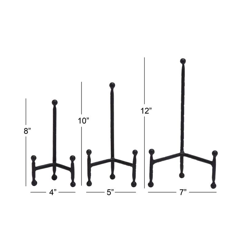 Metal Slim Display Easel with Ball Accents - Set of 3 Black or Gold - Roche River Decor