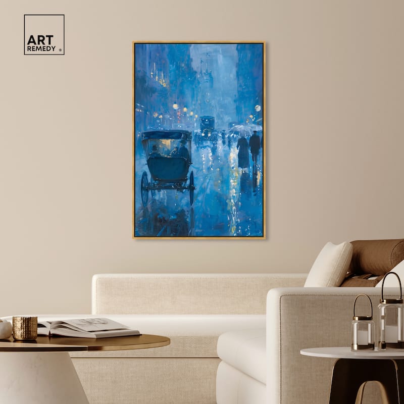 Art Remedy London Nights Framed Impressionism 1 Piece Canvas Wall Art /Monet And Van Gogh Inspired Art