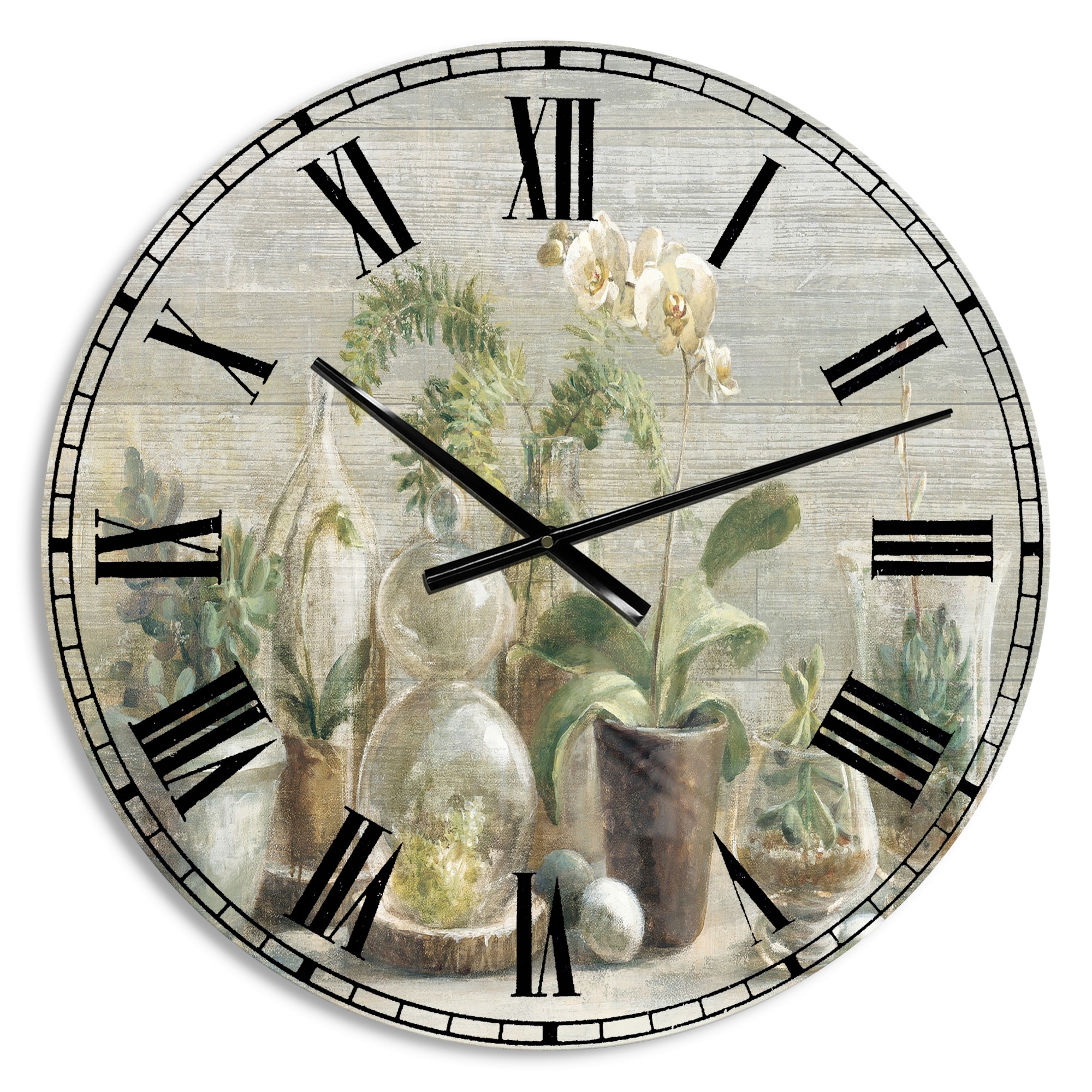 Designart 'Composition of Orchids' Traditional Large Wall CLock
