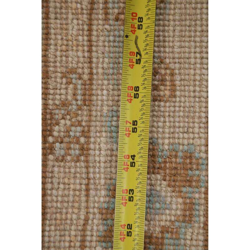 Hand Knotted Oriental 100% Wool Carpet Transitional Geometric Navy Blue & Blues Oushak Area Rug - 3' 0'' X 1' 11''