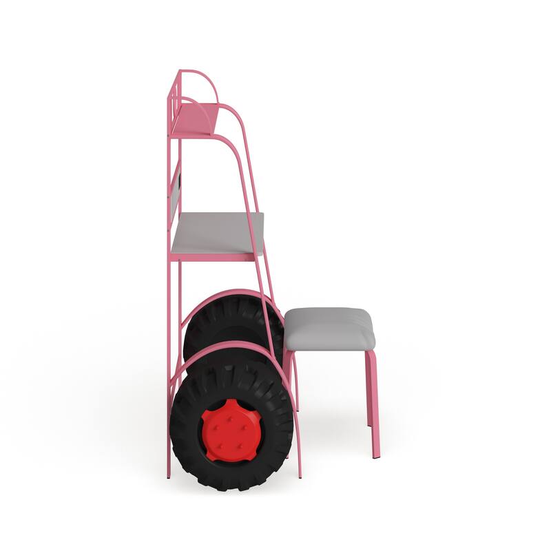 Feln Contemporary Pink Metal 2-piece Racing Writing Desk Set with USB Ports by Furniture of America
