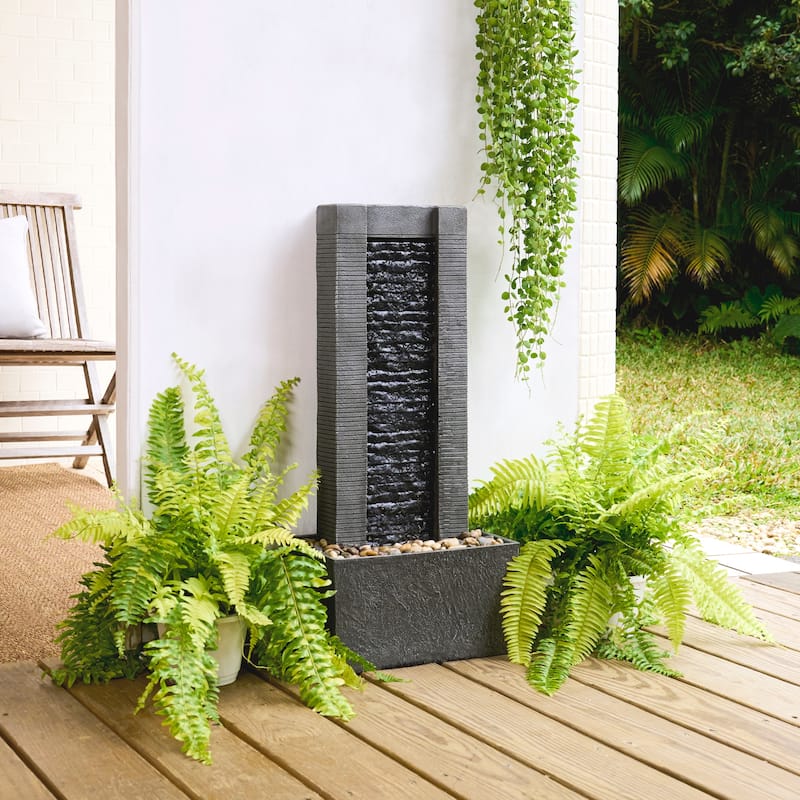 Teamson Home 29.25" Demeter Waterfall Fountain - Polyresin - Bird Bath - Black