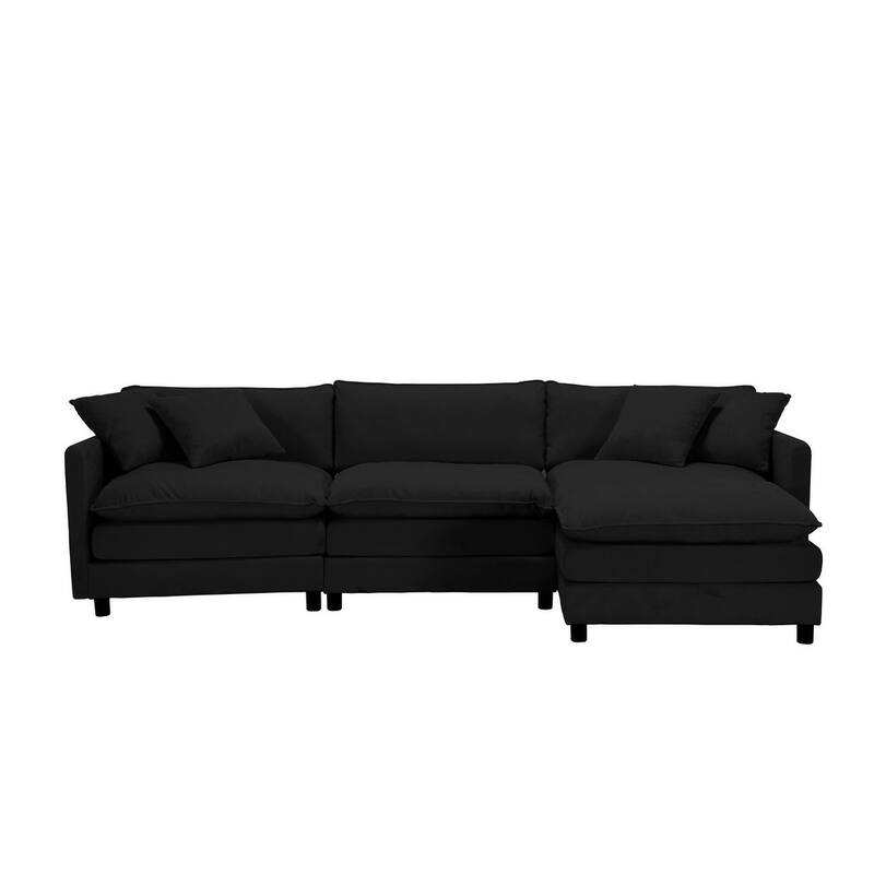 108" L-Shaped Chenille Sectional Sofa with Movable Ottoman
