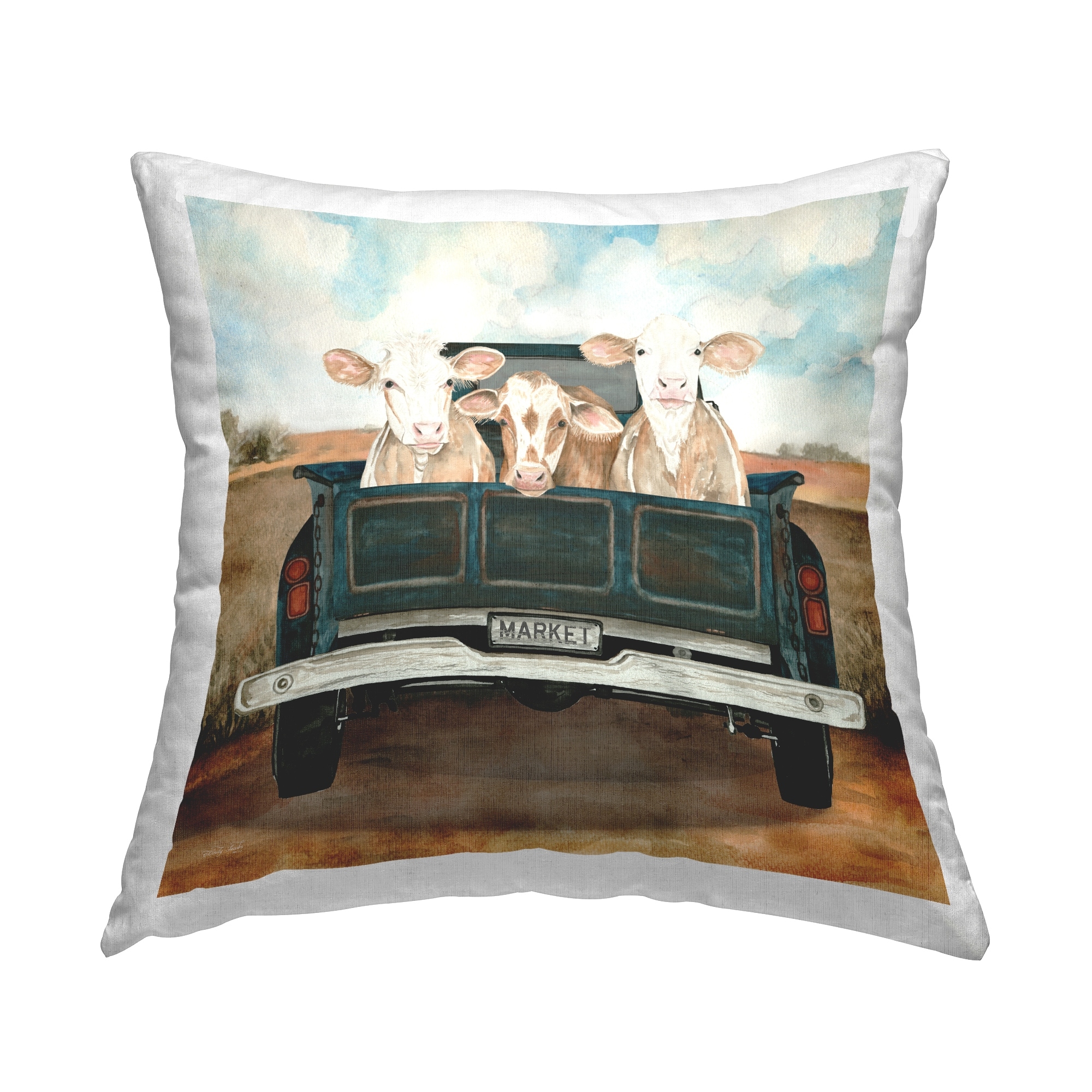 Stupell Cows In Pickup Truck Printed Throw Pillow Design by Cindy Jacobs