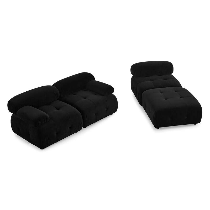 Ouyessir Modern Velvet Upholstered Large Modular Sectional Sofa with Removable Armrest
