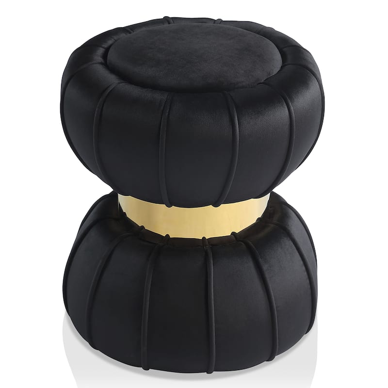 Furniture of America Reginald Modern 17-inch Velvet Ottoman with Gold Trim