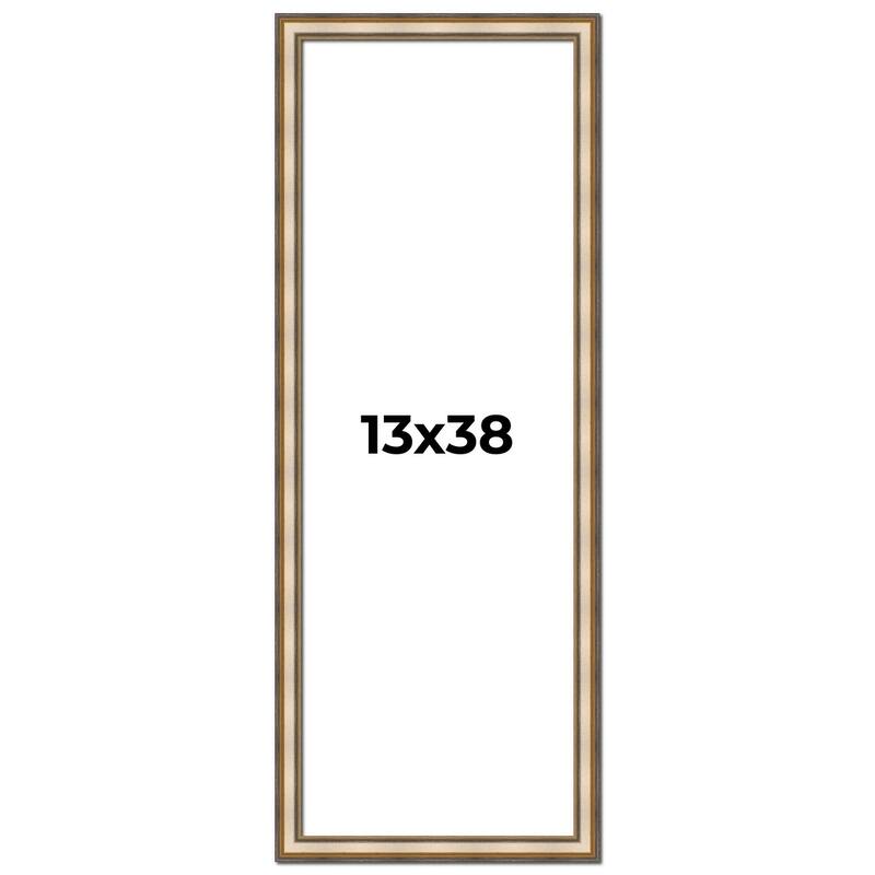 13x38 Frame Gold Solid Wood Shadow Box Width 1.5 Inches | Interior Frame Depth 2 3/8 Inches
