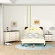preview thumbnail 34 of 48, 3 Piece Bedroom Sets Platform Bed with Nightstand, Dresser, Night Lights Cream - Twin