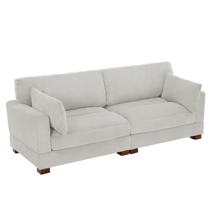 Modern Corduroy Modular Couch Sectional Sofa With Pillows