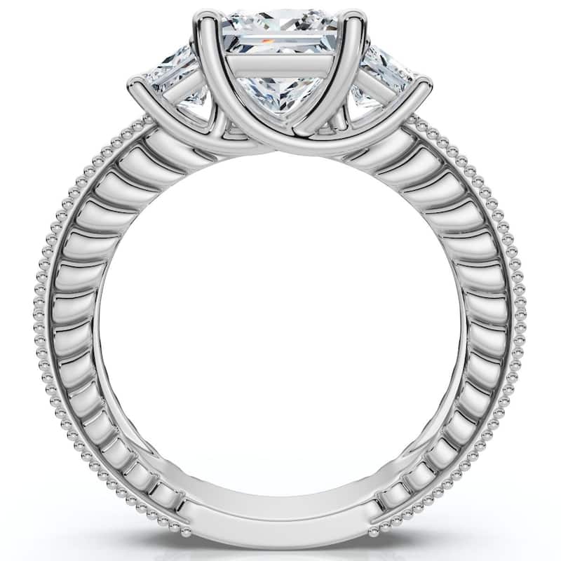 Bliss Diamond 2 3/4CT Princess Cut Three Stone Vintage Diamond Engagement Ring Lab Grown