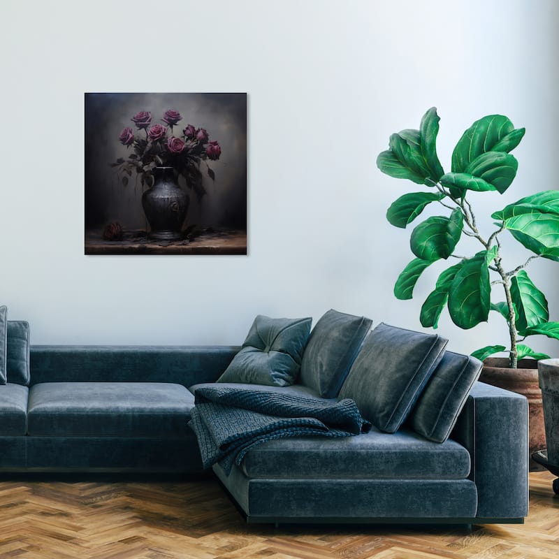Wynwood Studio Canvas Classic and Figurative Light Off Still Life Purple and Dark Violet Traditional Wall Art Canvas Print - 30 x 30