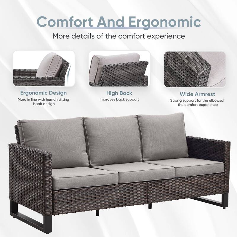 Outdoor Grey Wicker Fire Pit Table with Patio Funiture Sets