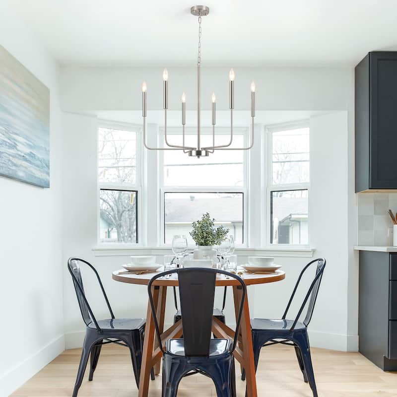 Modern 6-Light Candle Chandelier Classic Ceiling Light for Dining Room Kitchen Island - N/A