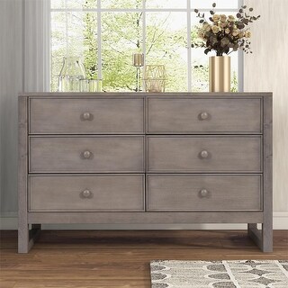 Rustic Wooden Dresser with 6 Drawers, Storage Cabinet for Bedroom - Bed ...