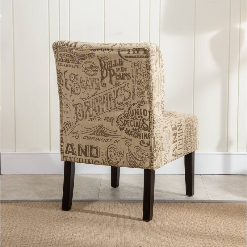 Khaki Graffiti Modern 29.13" Upholstered Accent Chair with Wood Legs for Living Room