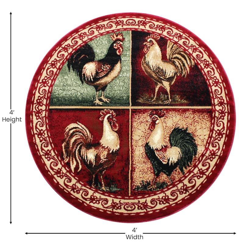 Rustic Cabin Style Vintage Rooster Themed Area Rug