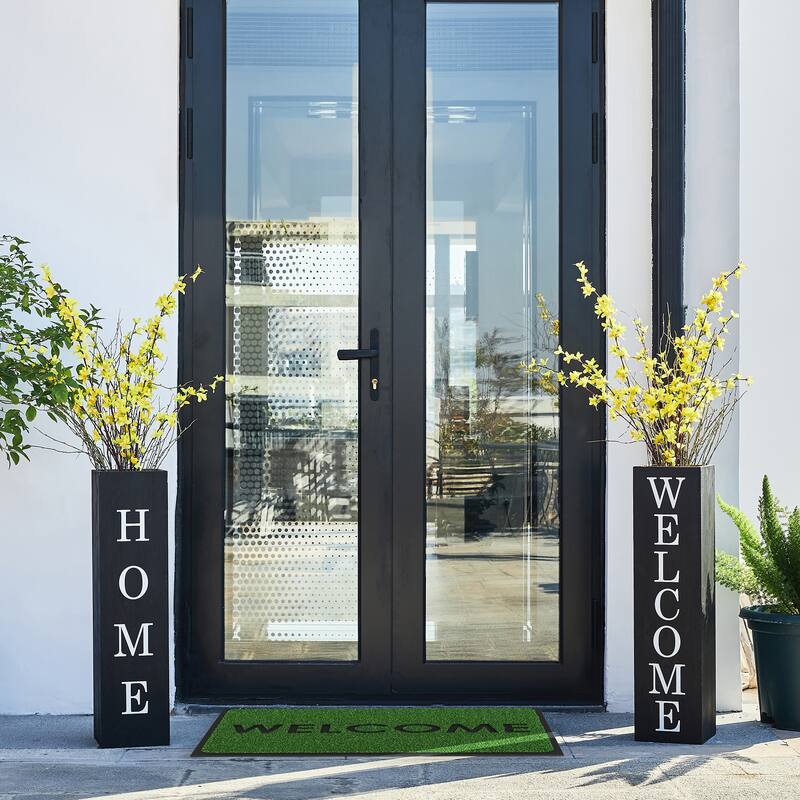 30"H Wooden Welcome Porch Sign Rustic Double Sided Box-shaped "WELCOME, Home" Planter for Front Porch Decor by Glitzhome