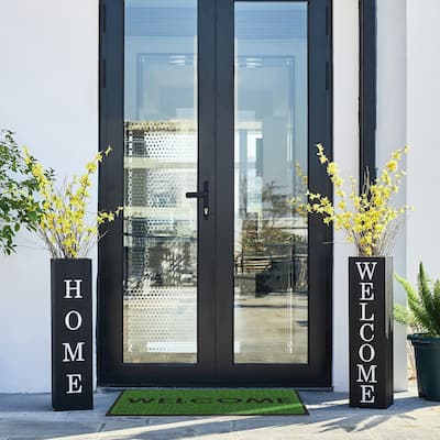 30"H Wooden Welcome Porch Sign Rustic Double Sided Box-shaped "WELCOME, Home" Planter for Front Porch Decor by Glitzhome