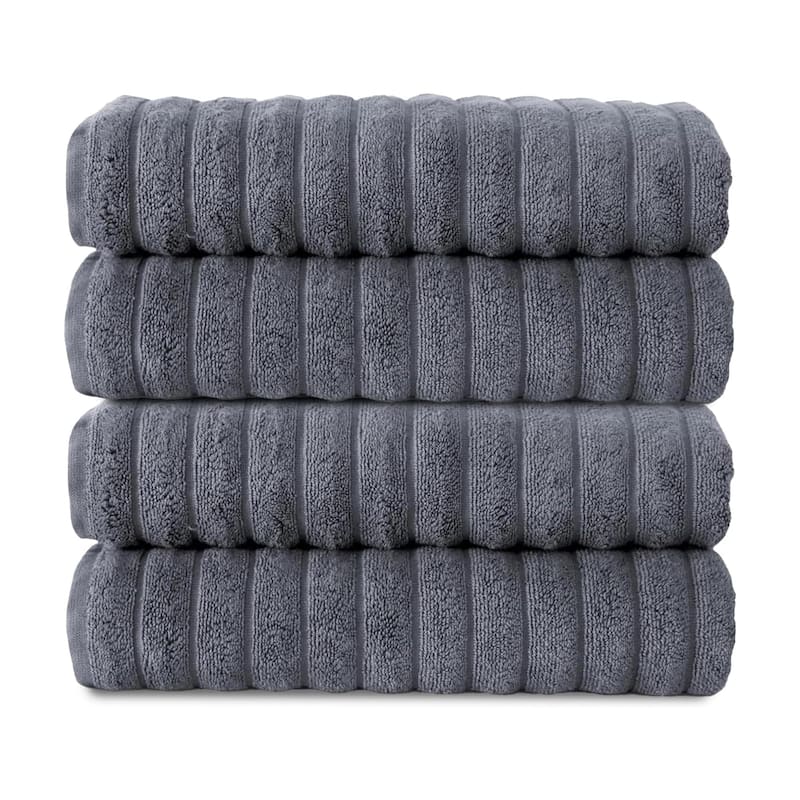 Brampton Turkish Cotton 4 Piece Bath Towels Set Heavyweight 27x54" - Grey