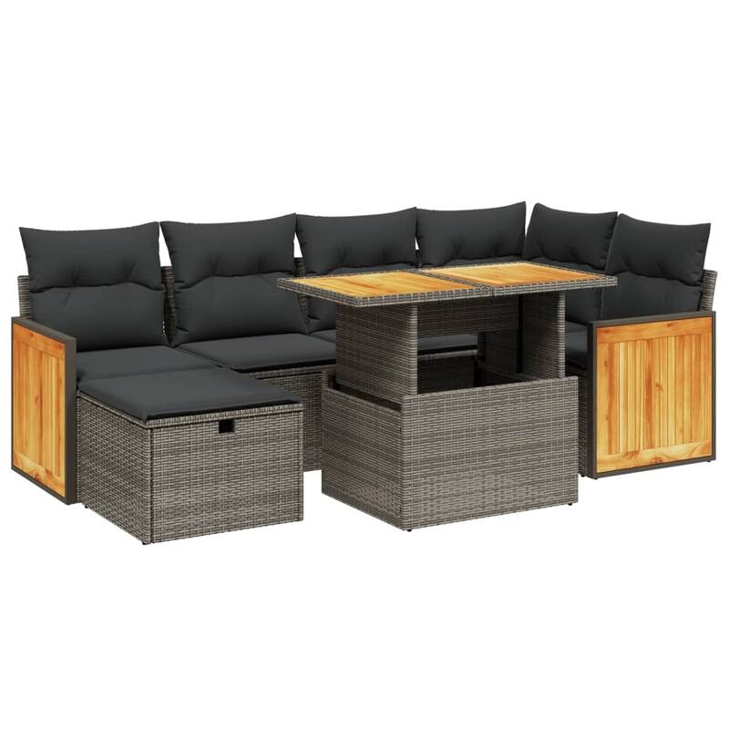 vidaXL Patio Sofa Set with Cushions Outdoor Conversation Furniture Poly Rattan