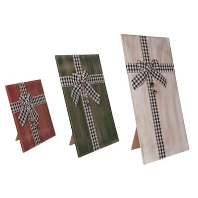 Transpac Wood 29.9 in. Multicolor Christmas Present Porch Decor Set of 3