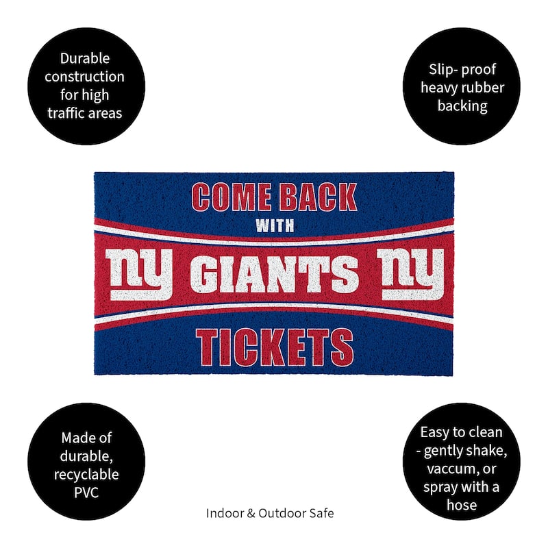 New York Giants 28 in. x 16 in. PVC "Come Back With Tickets" Trapper Door Mat