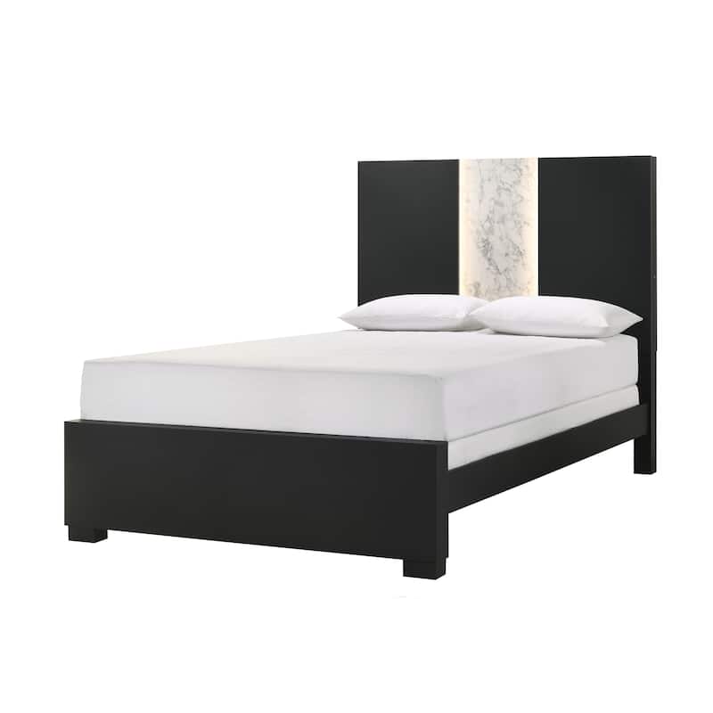 Eirena Black LED Panel Bed