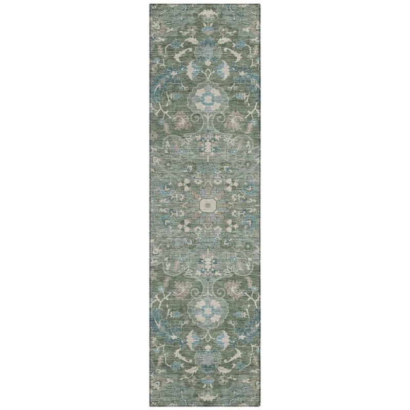 Machine Washable Indoor/ Outdoor Traditional Indore Chantille Rug