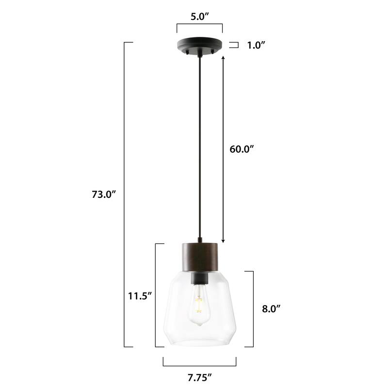 Light Society Faye Pendant Light - Black Wood/Clear