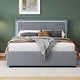 preview thumbnail 4 of 13, Queen Size Bed Velvet Upholstered Platform Storage Bed with 4 Drawers, Rivet-decorated Headboard and Embedded LED Light Strip