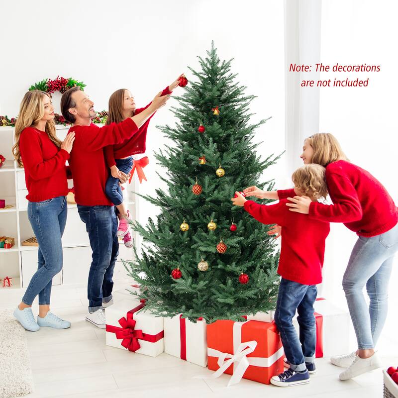 Gymax 7 FT Artificial Xmas Tree w/1090 PVC PE Branch Tips 340 Warm - See Details