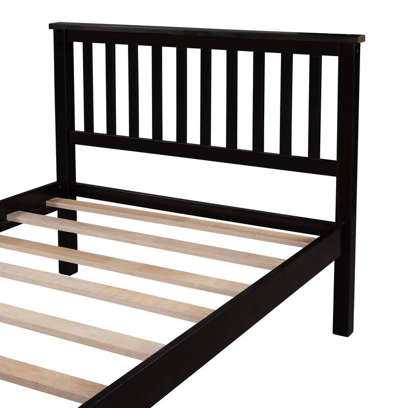 Twin Size Solid Wood Platform Bed with Headboard & Footboard