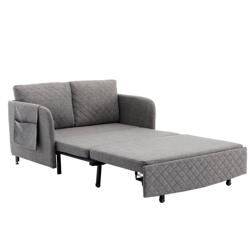 Modern Velvet Loveseat Couch with Pull Out Bed