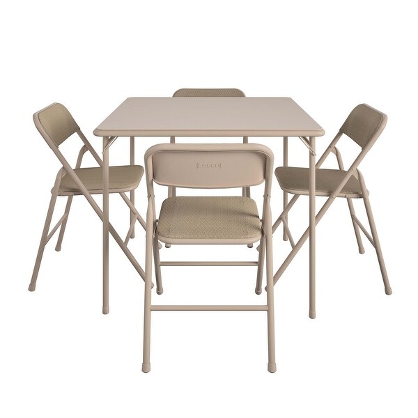 COSCO 5-Piece Folding Vinyl Table and Fabric Chair Set - 5 piece