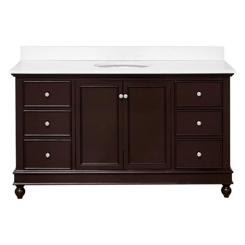 KitchenBathCollection Bella 60" Single Bathroom Vanity with Quartz Top