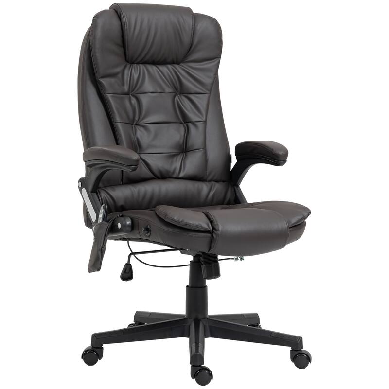 PU Leather 360° Swivel High Back Office Recliner with Vibration Massage, Lumbar Heating, and Adjustable Height