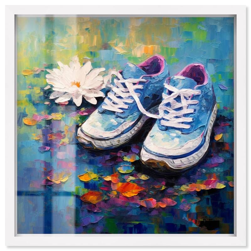 Lily Pad Sneakers Shadowbox by Art Remedy - White - 40" x 40"