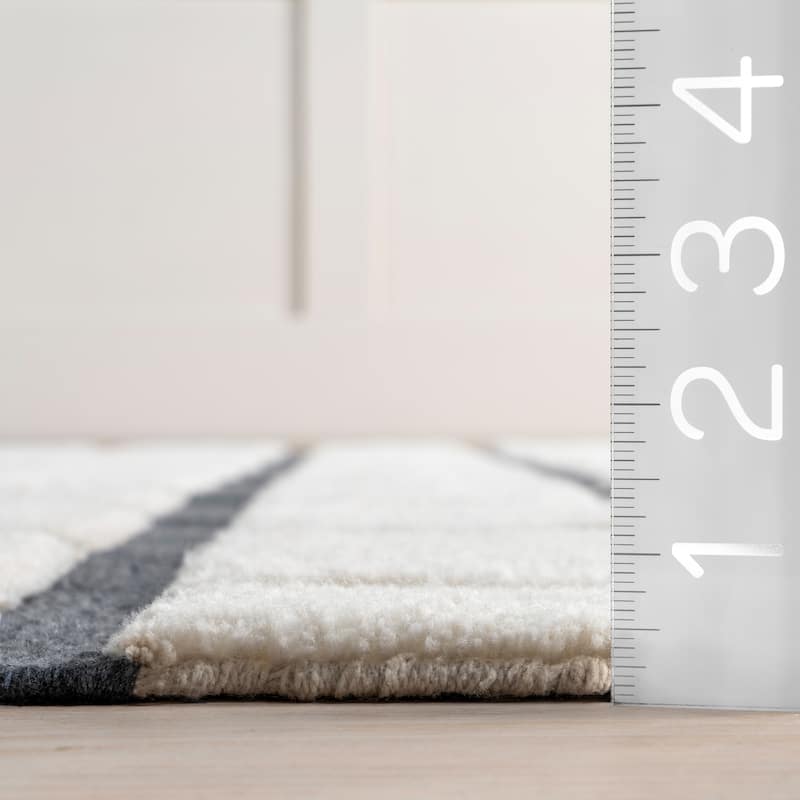 Rowena Checked Wool Area Rug