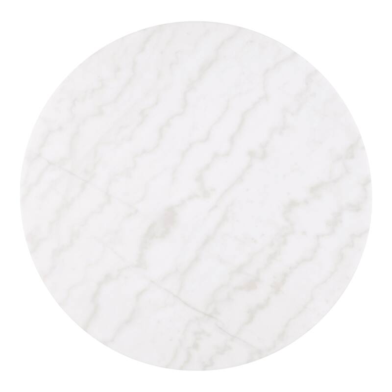 Furniture of America Torin Modern White and Black Genuine Marble Top Round Coffee Table