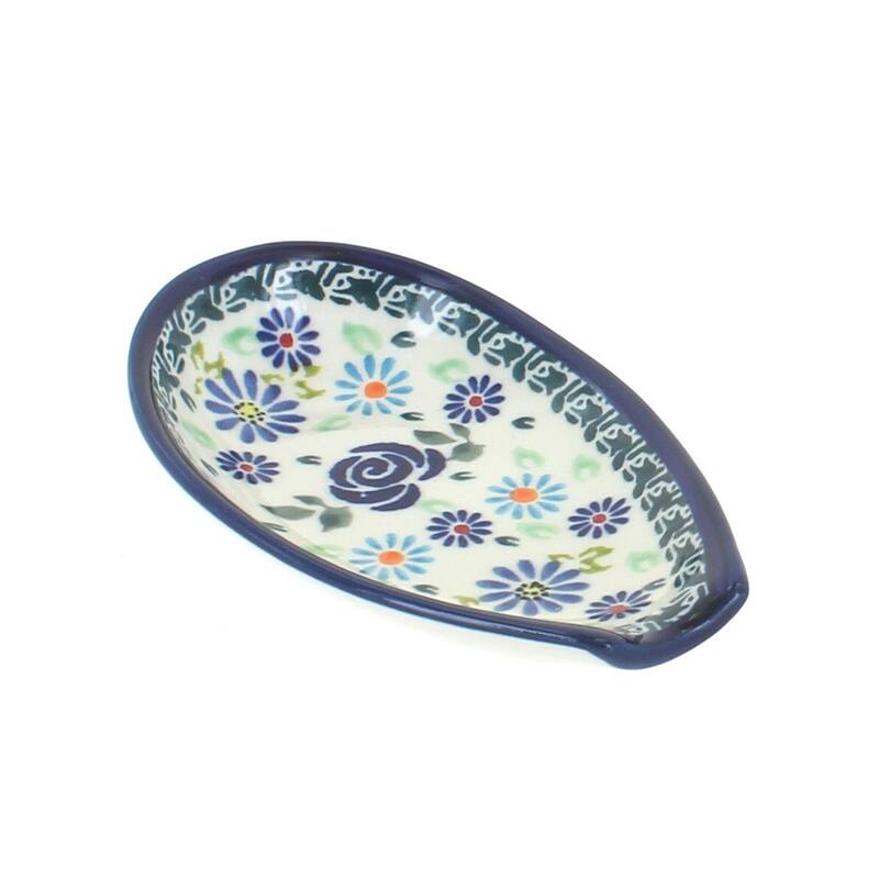 Blue Rose Polish Pottery 1015 Zaklady Small Spoon Rest