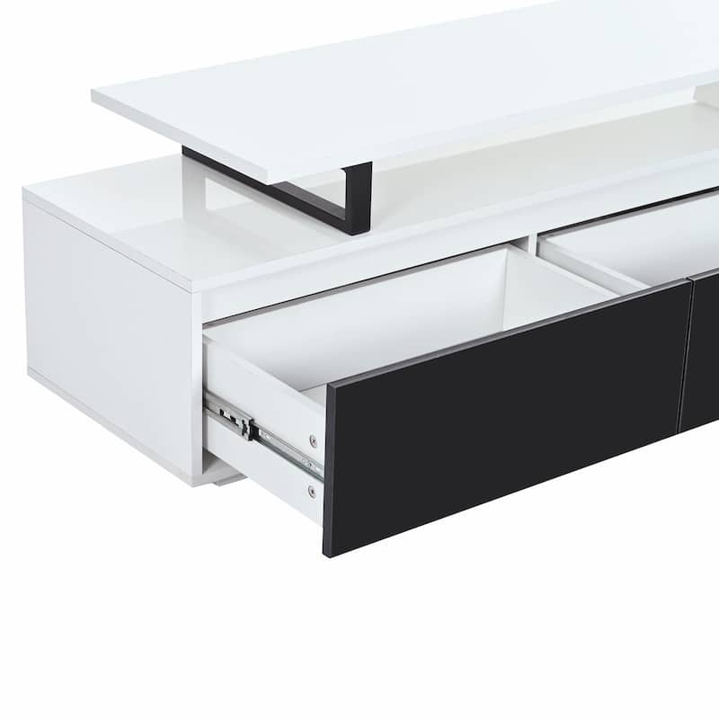 Modern Rectangle TV Stand with Drawers and Cabinet