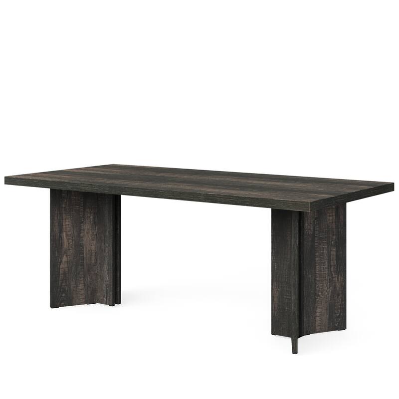 63"Farmhouse Dining Table for 4-6 People - Rustic Rectangular Wood Kitchen Table with Thick Top, Modern Dining Room Table