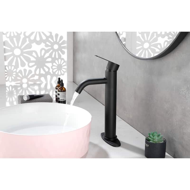 Modern Single Handle Bathroom Sink Faucet with Water Temperature and Flow Controls, Rust and Corrosion Resistant - Black