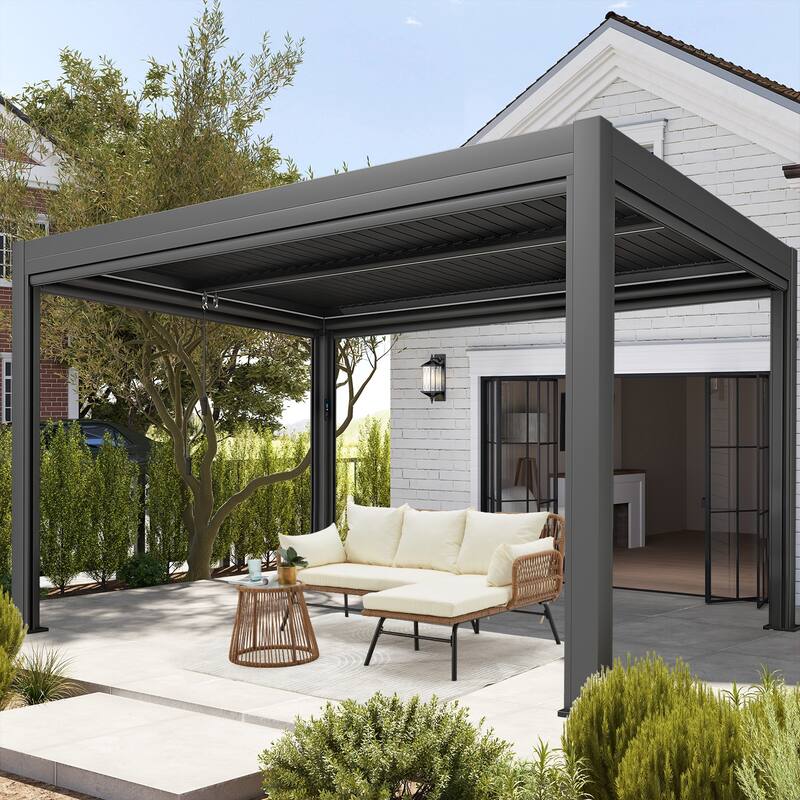 Sectional Wicker Conversation Sofa Set, 3 Piece Patio Furniture Set with Thick Cushions and Toughened Glass Coffee Table