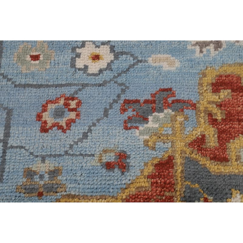 Light Blue Geometric Heriz Serapi Indian Area Rug Handmade Wool Carpet - 7'11" x 10'0"