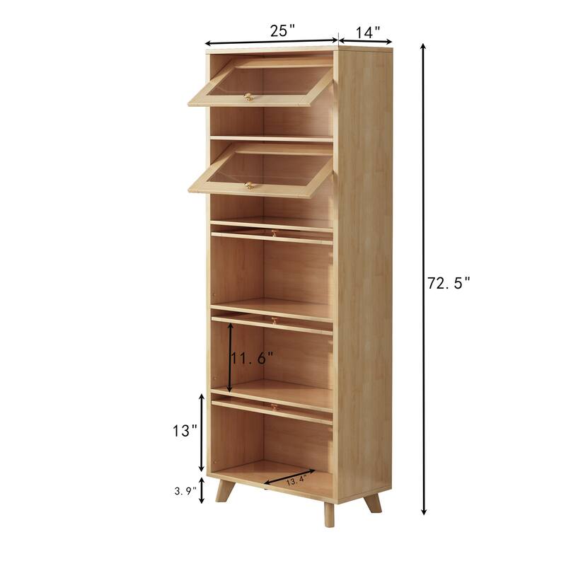 5-Tier Wooden Bookcase, Solid Wood Bookshelf for Living Room & Study